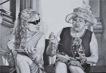 INK: Silvia und Lieselotte auf den Stufen des Stdels INK